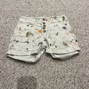 Pilcro Anthropologie The Wanderer Cargo Shorts Sz 25 Floral Summer Boho Fairy